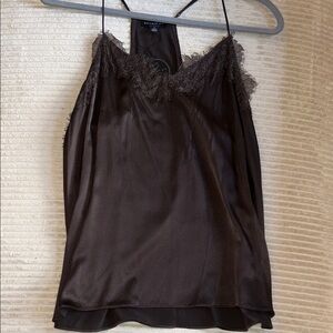 Dark Brown Lace Trim Cami Top